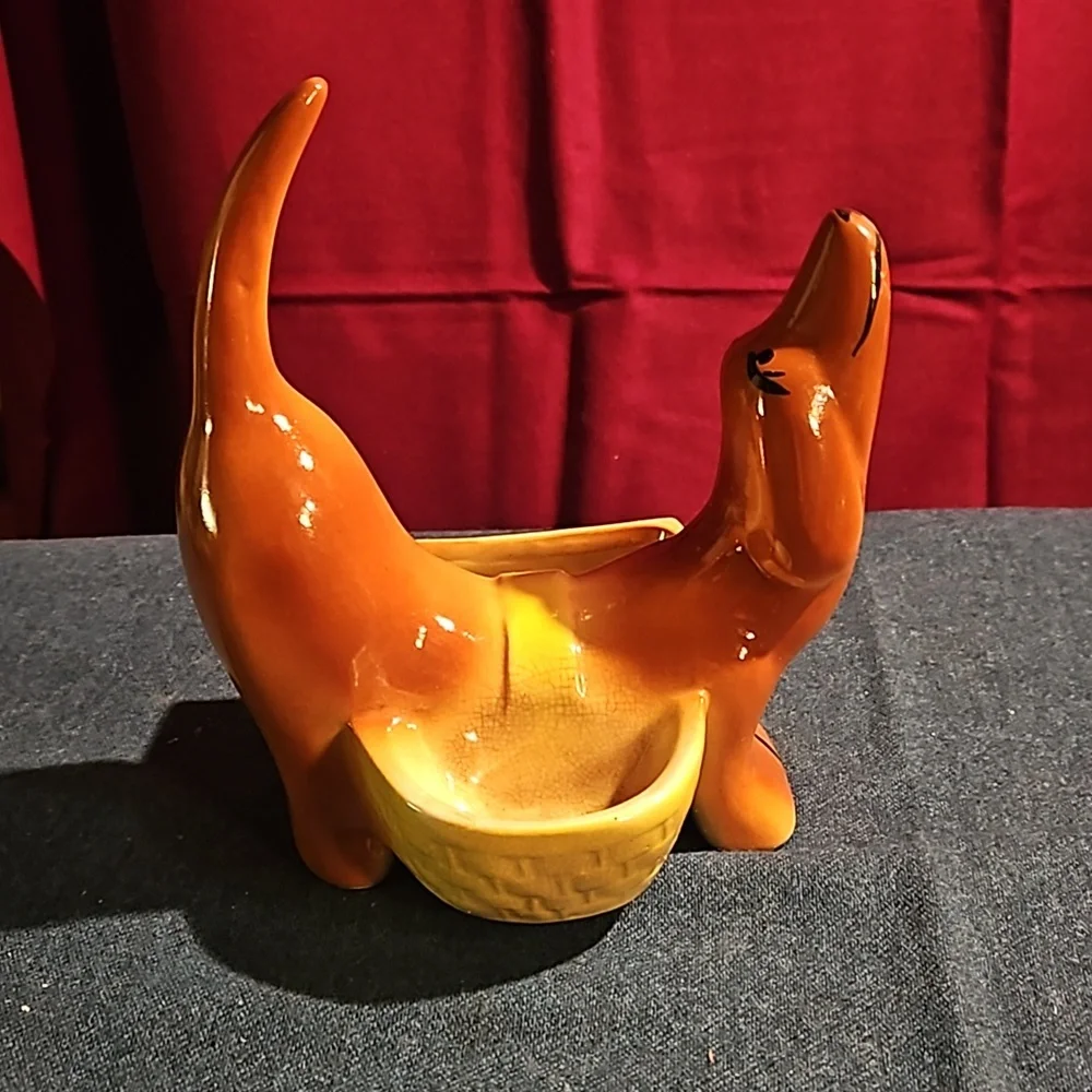 MidCentury 1950’s Dachshund Kitschy Ceramic Dresser Caddy Trinket Planter - Picture 3 of 5